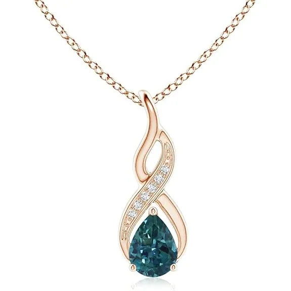 ANGARA Pear Shape Teal Montana Sapphire Pendant