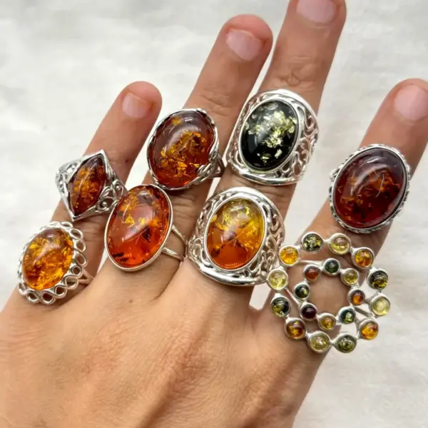 Baltic Amber Elegant Rings - various designs to choose from