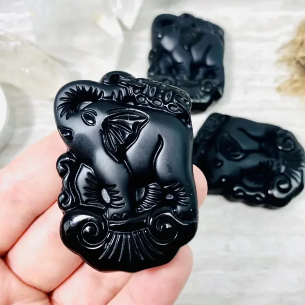 Black Onyx Elephant Bead