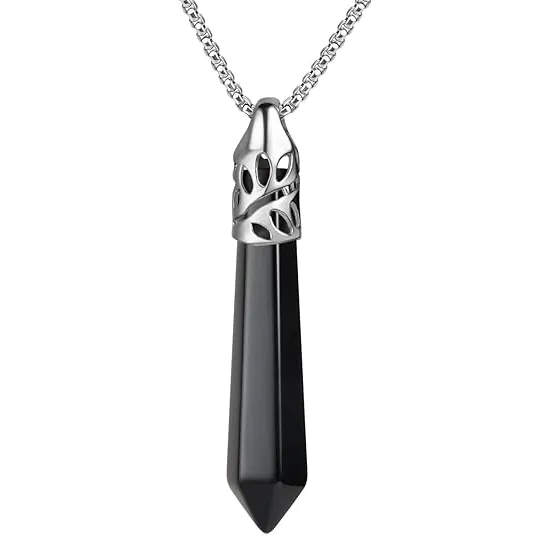 Black Onyx Hexagonal Pendant Necklace