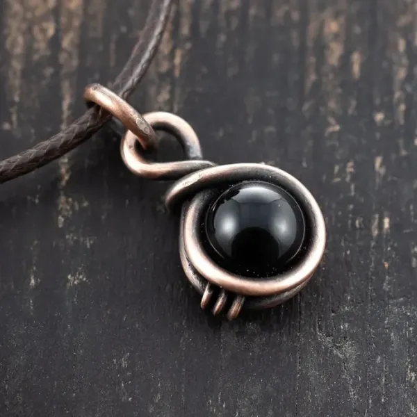 Black Onyx Protection wire-wrapped Amulet