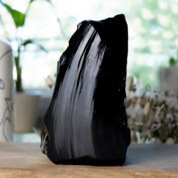 Black Raw Obsidian large piece for home decor.