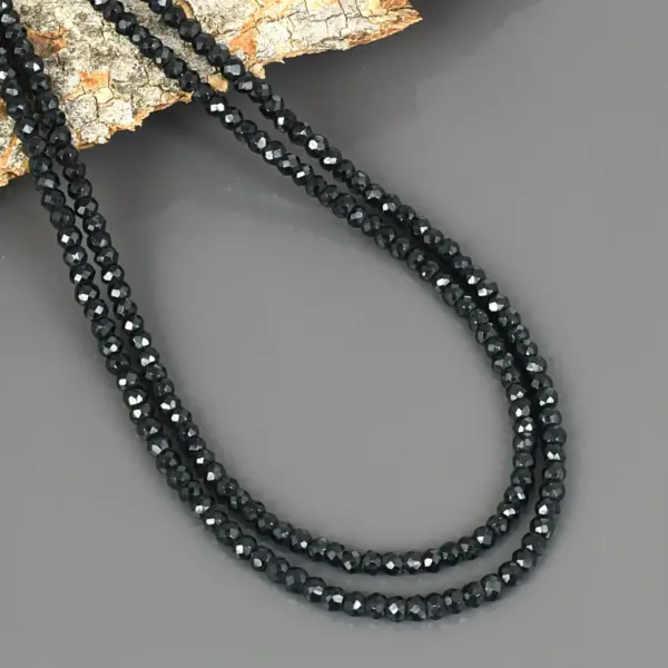 Black Spinel Beaded Unisex Necklace