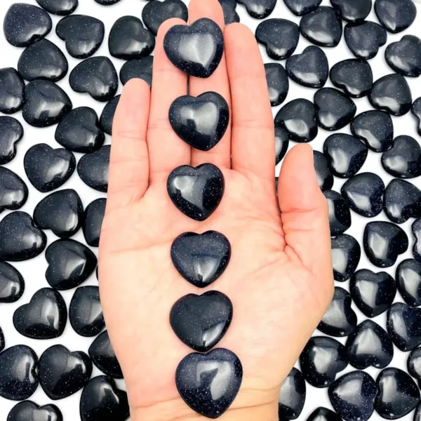 Dark Blue Goldstone hearts small size