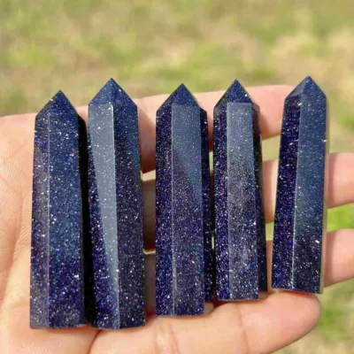 Blue Goldstone obelisk wands