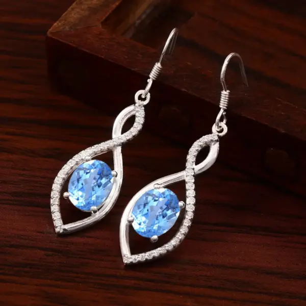 Ceylon Blue Spinel Oval Cut Earrings