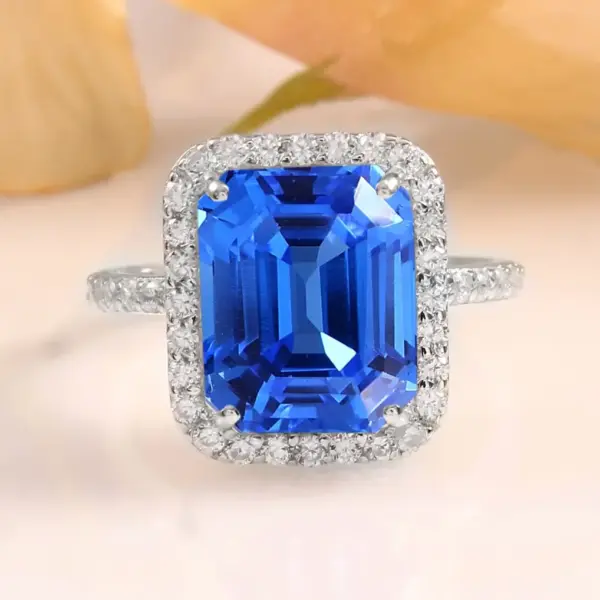 Ceylon Blue Spinel Radiant Cut Ring