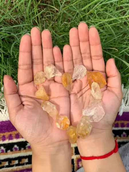 Love heart shape made from Citrine pieces - crystals for spiritual growth