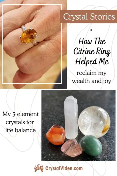The citrine ring and crystals for five elements
