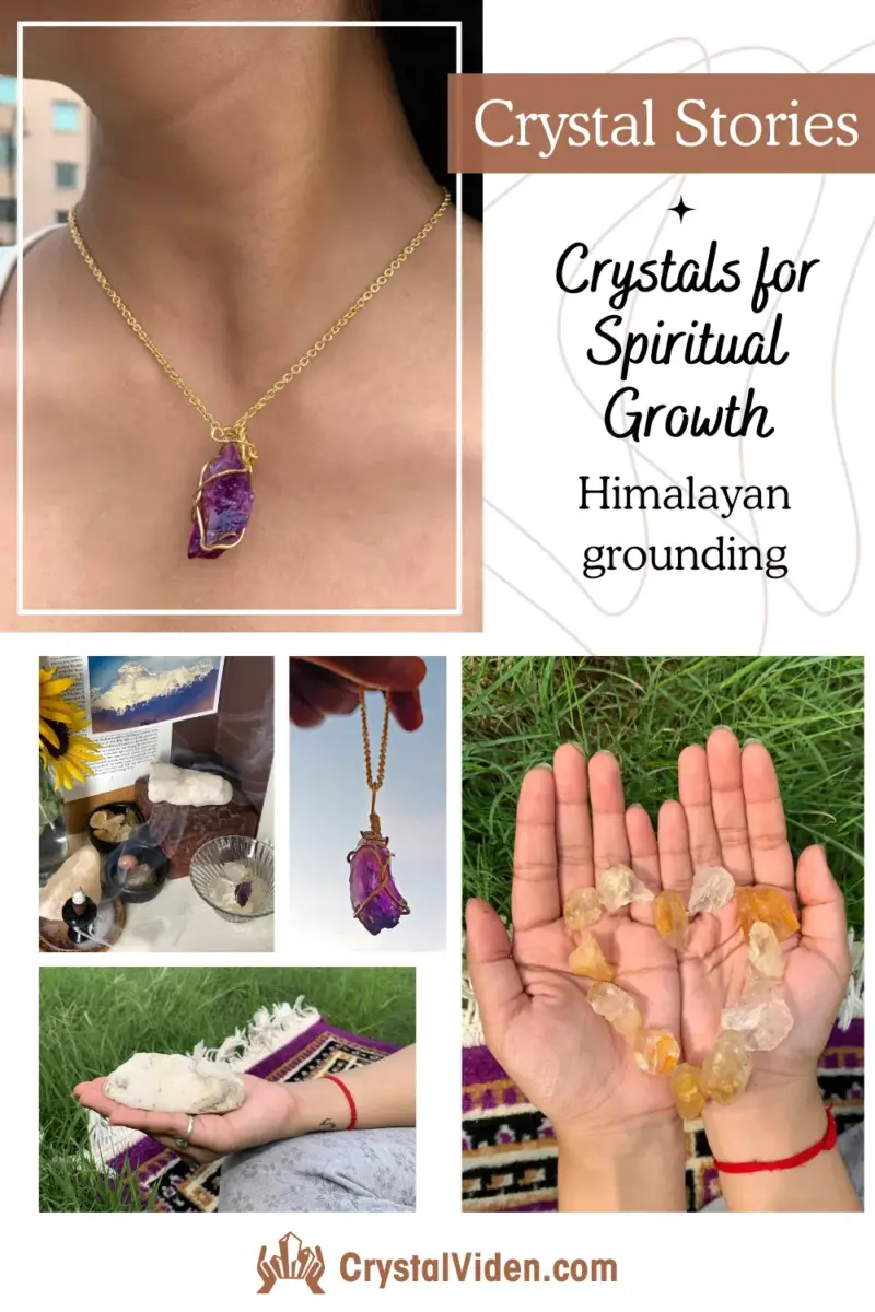 Amethyst necklace, Citrine heart, crystal altar - Himalayan Grounding: How I Found My Crystals for Spiritual Growth