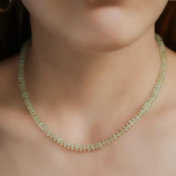 dainty beaded Prehnite necklace