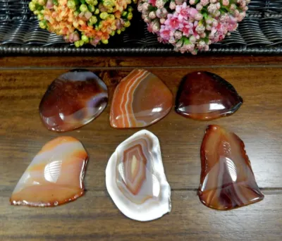 Drilled Free-form Red Agate Slices With Polished Edge