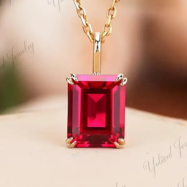 Emerald Cut Ruby Pendant