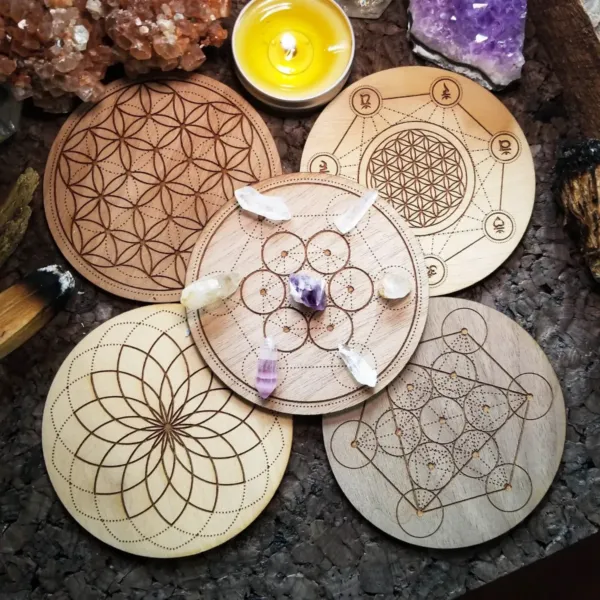 Engraved Wooden Crystal Grids