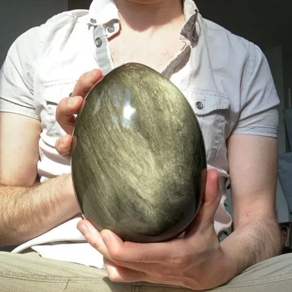 Extra Large Golden Sheen Obsidian Crystal Egg
