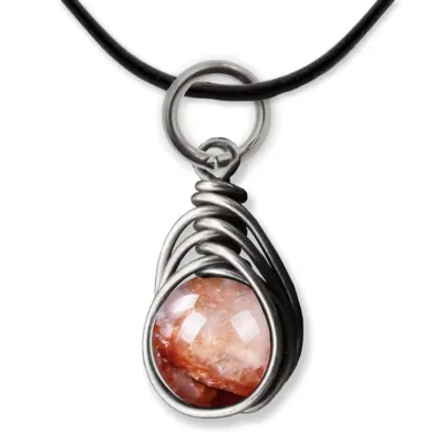 Fire Hematoid Quartz Herringbone Pendant