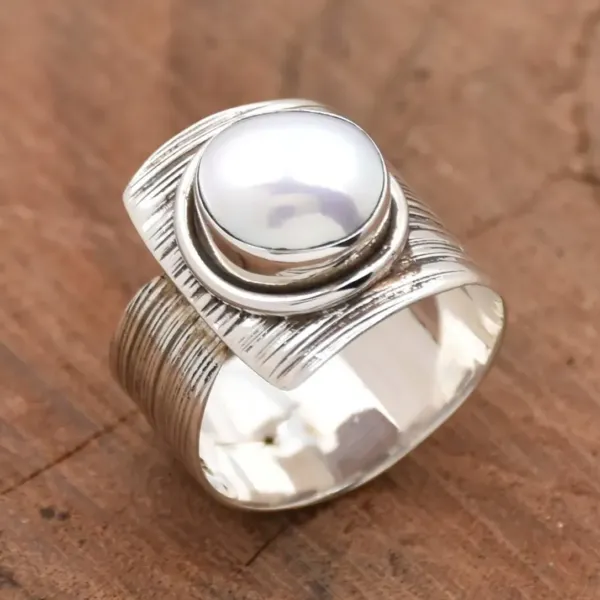 Freshwater Pearl Adjustable sterling silver Ring