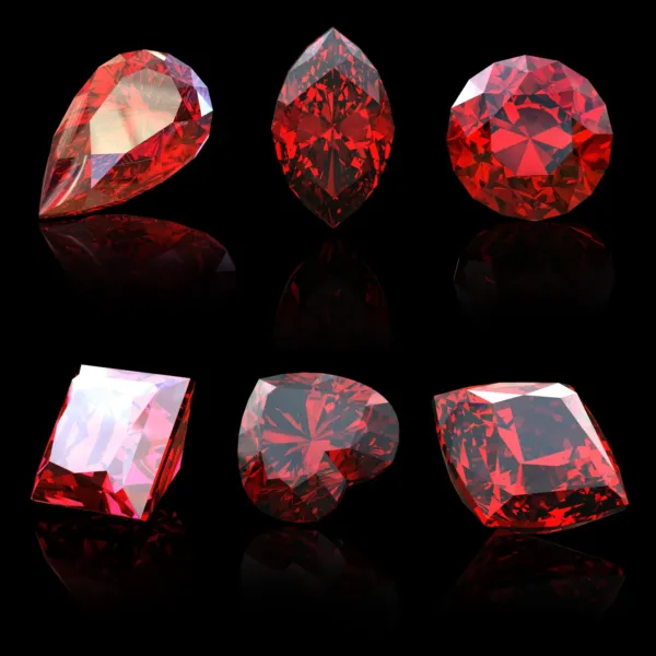 Garnet gemstones in different shapes
