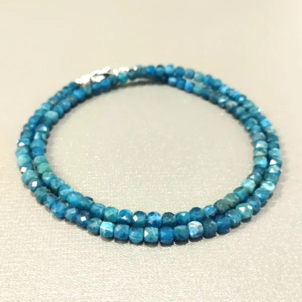 Genuine Blue Apatite Beaded Necklace - 4mm faceted box beads