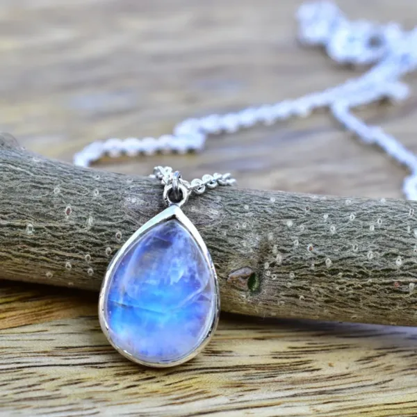 Genuine Moonstone Teardrop Necklace