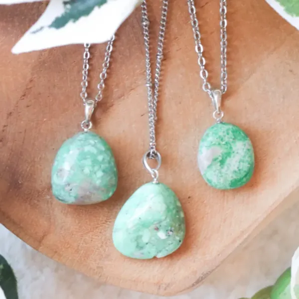 Three Genuine Variscite Silver Pendants with silver chains