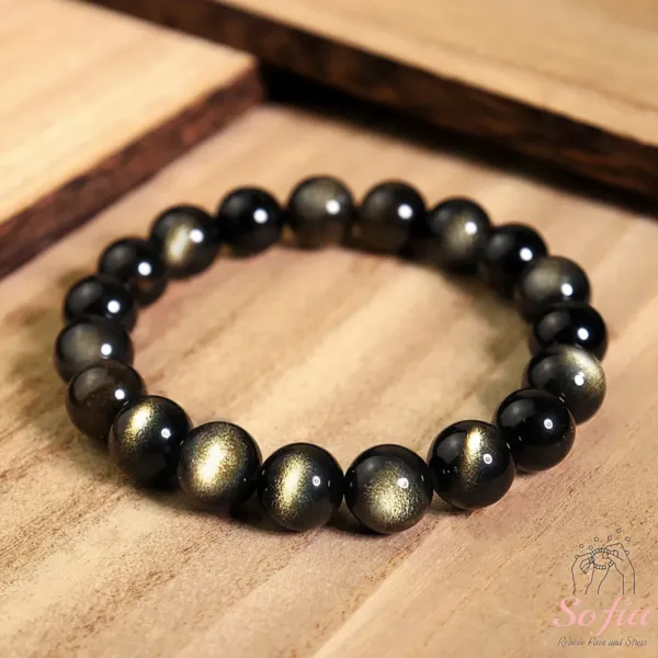 Gold Sheen Obsidian beaded Bracelet