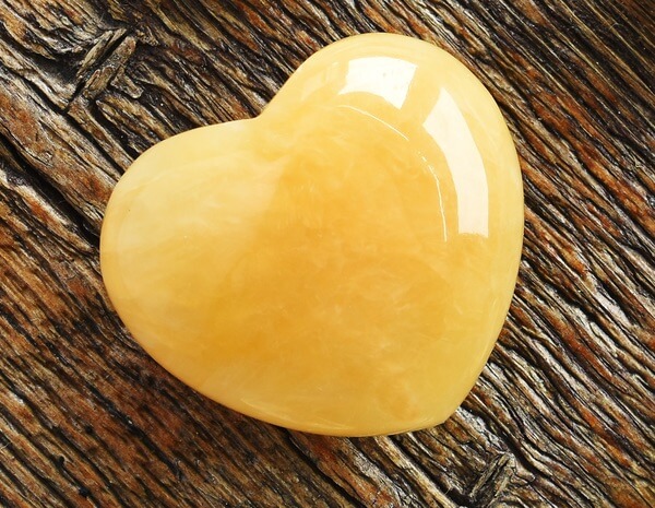 A heart shaped piece of Golden Healer Quartz