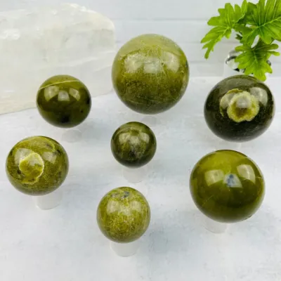Green Jade Polished Crystal Spheres