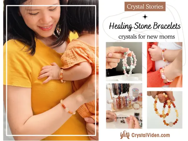 Lady with here daughter with their Healing Stone Bracelets with crystals for new moms