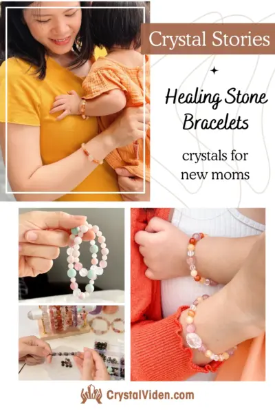 Lady with here daughter with their Healing Stone Bracelets with crystals for new moms
