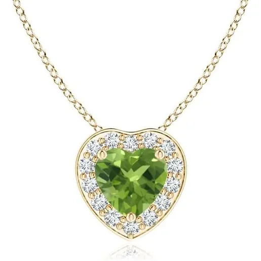 Heart-Shaped Peridot Pendant with Diamond Halo by Angara