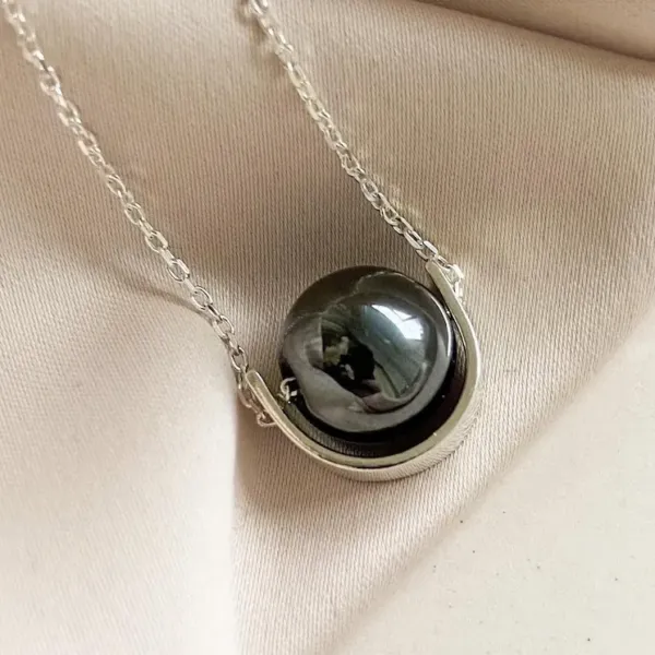 Hematite ball fidget silver necklace with chain