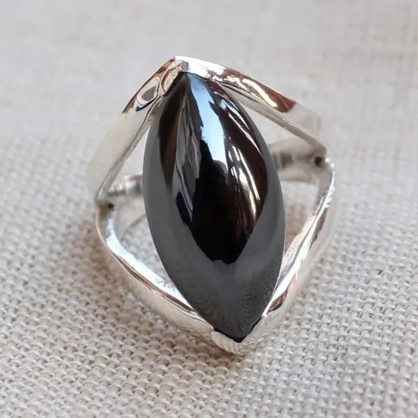 Hematite Statement sterling silver Ring