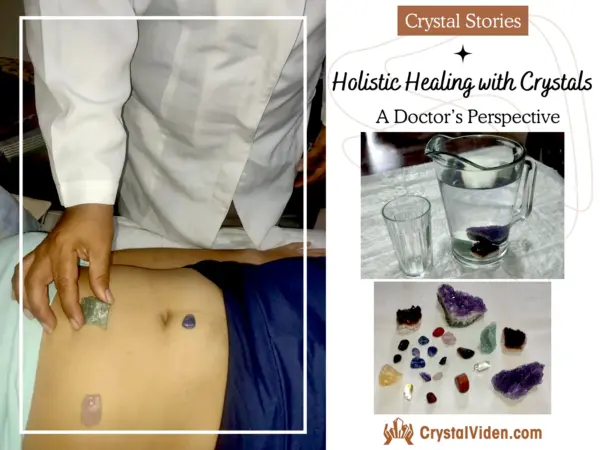 Dr Ivonne Nieves is placing crystals on the patient’s abdomen - Holistic Healing with Crystals: A Doctor’s Perspective