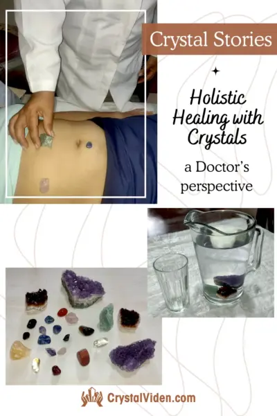 Dr Ivonne Nieves is placing crystals on the patient’s abdomen - Holistic Healing with Crystals: A Doctor’s Perspective
