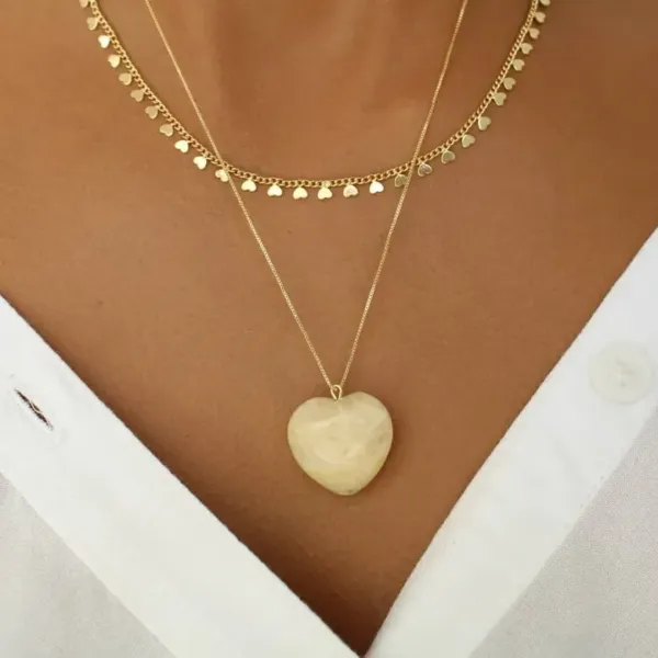 Honey Calcite Heart golden Necklace