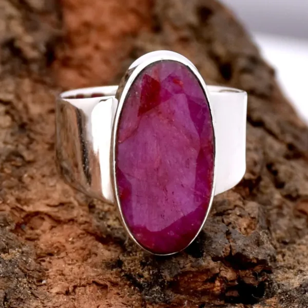 Indian Ruby Wide Band Statement Ring