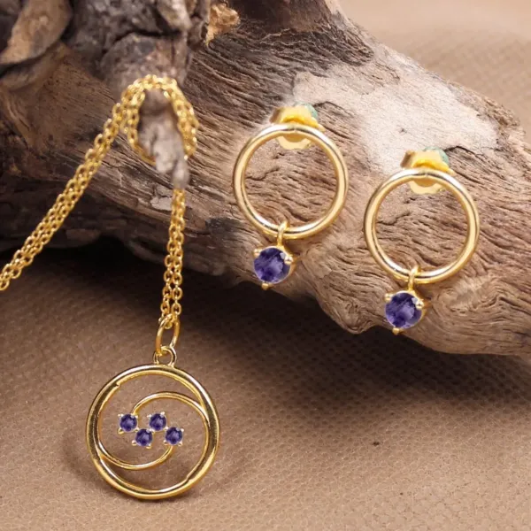 Iolite Necklace and Earrings Set