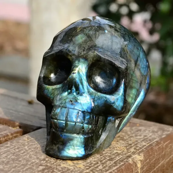 Natural Hand Carved Labradorite Skull