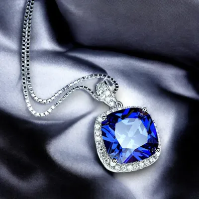 Large Tanzanite Sterling Silver Necklace, December birthstone
