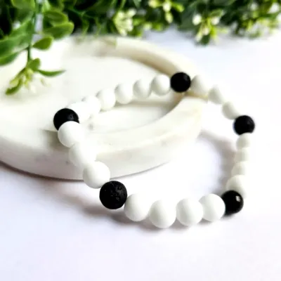 Men's Onyx and lava beads Bracelet