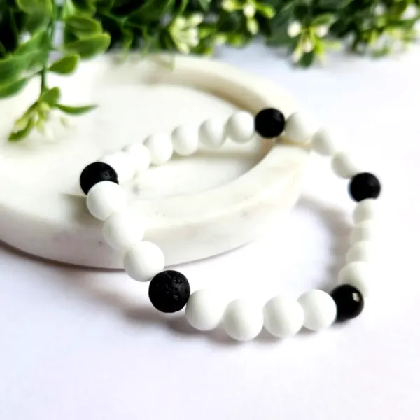 Men's Onyx and lava beads Bracelet