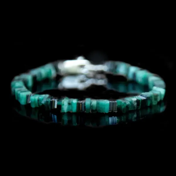Men's Raw green Emerald silver Bracelet
