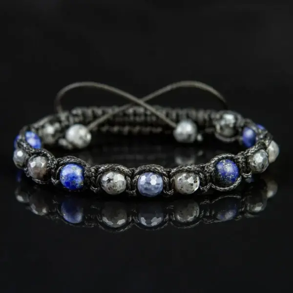 Men's Sapphire, Lapis Lazuli, and Larvikite Beads Bracelet
