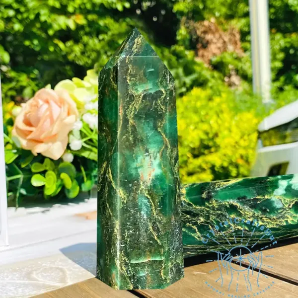 Natural green Emerald Obelisk Tower outdoors