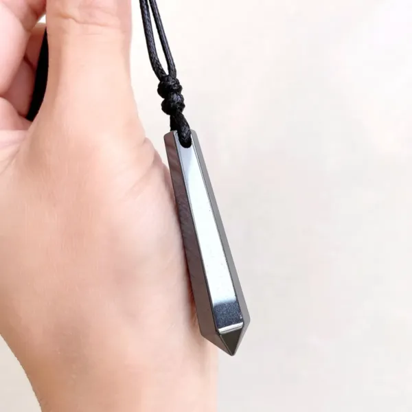 Natural Hematite Point Necklace on black cord