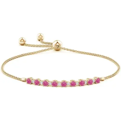 Natural Pink Sapphire Tennis Bracelet by Angara