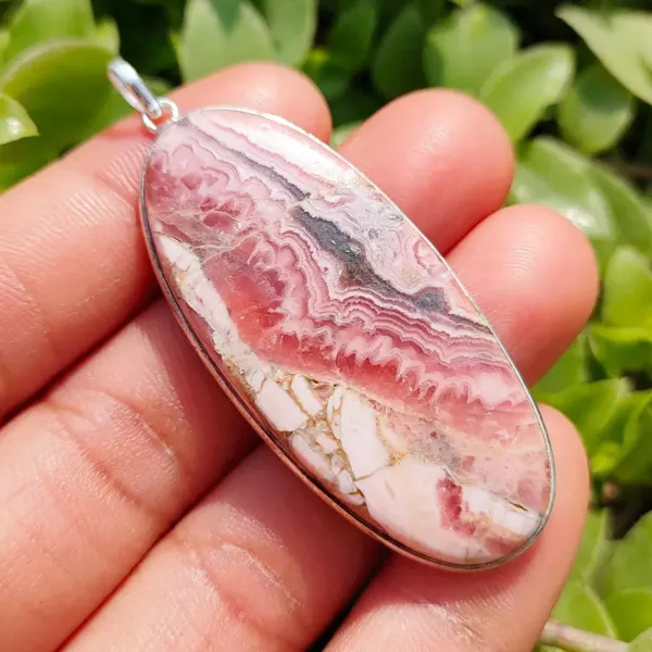 Natural Rhodochrosite Oval Pendant