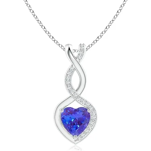 Natural Tanzanite Infinity Heart Pendant with Diamonds by ANGARA