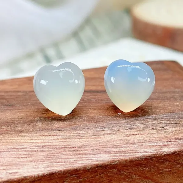 Natural White Onyx Stud heart shaped Earrings